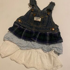 OshKosh B'gosh Denim and Multi-Color Layered Dress Overalls 9 Months